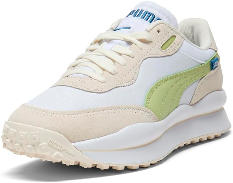 Мужские кроссовки PUMA Style Rider Play On Suede с шнуровкой, повседневные - белые — фото 2