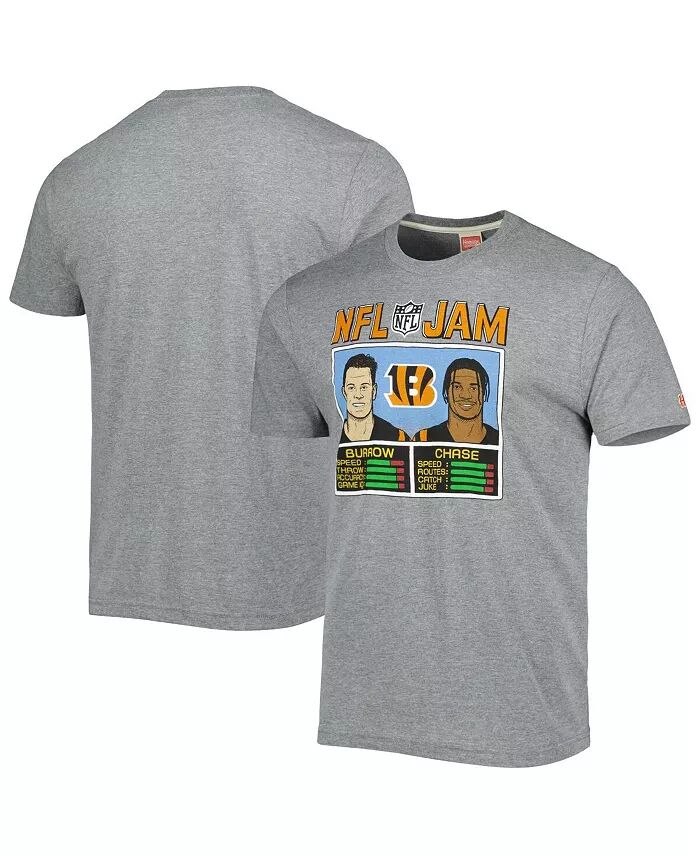 

Мужская футболка Ja'Marr Chase и Joe Burrow Heathered Gray Cincinnati Bengals NFL Jam Tri-Blend Homage