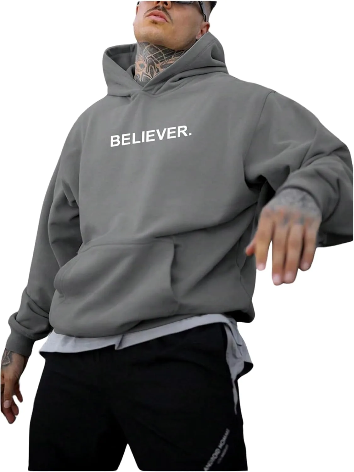 

Мужская осенняя толстовка с капюшоном и принтом, свободный пуловер с карманом VIPWOLF