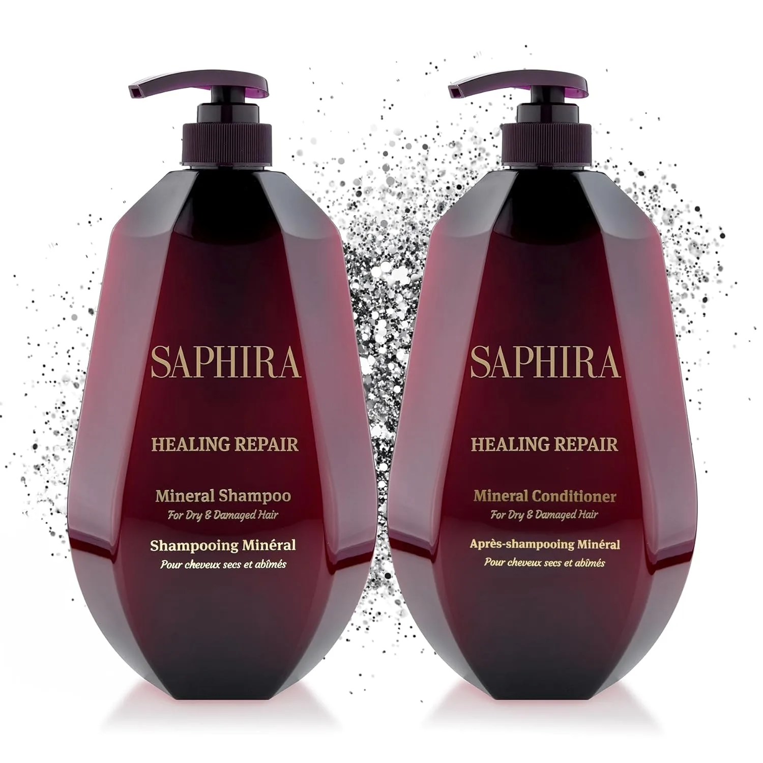 Saphira Professional шампунь и кондиционер дуэт - система ухода за волосами с минералами Мертвого моря для увлажнения, восстановления и гладкого блеска 1005 мл (2 шт.)