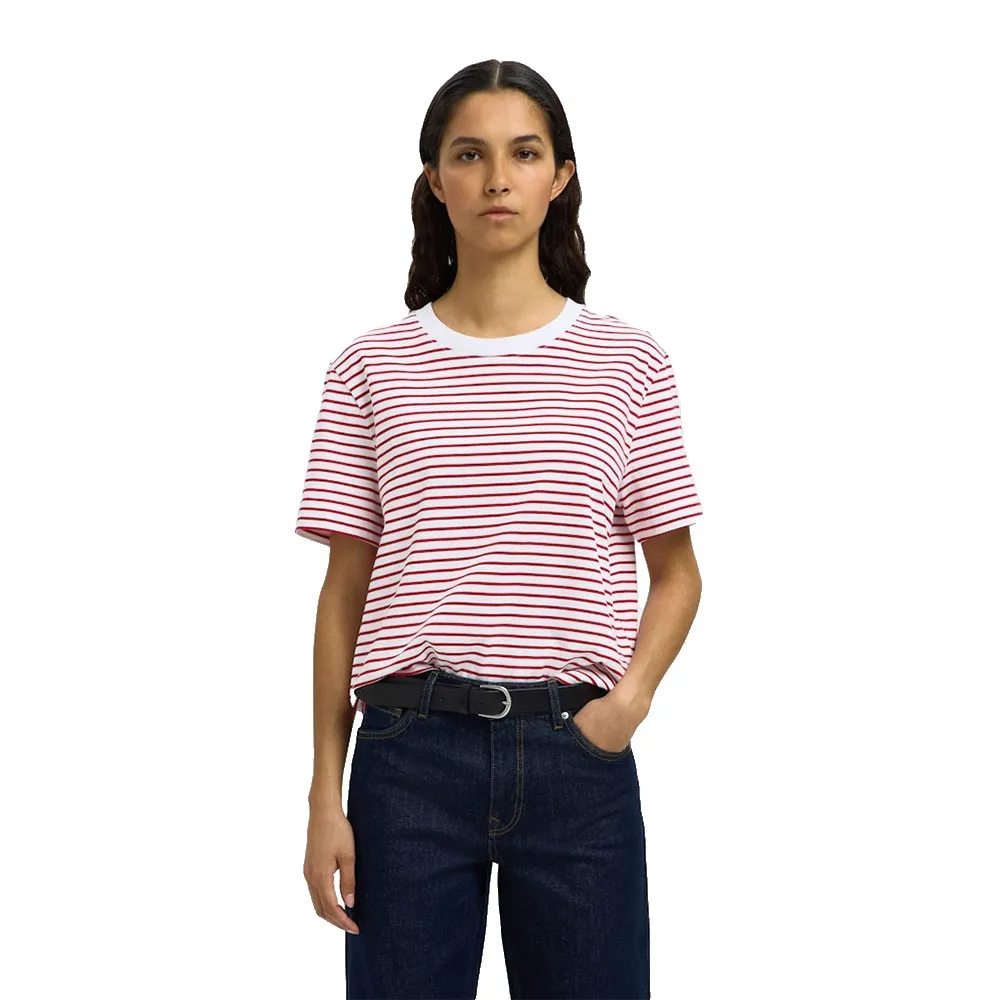 

Футболка Selected Essential short sleeve v neck, розовый