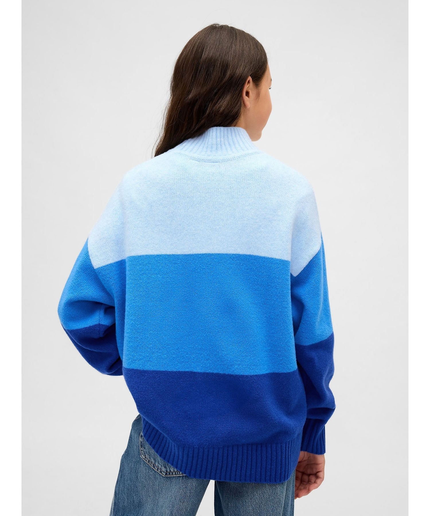 (K)CashSoft Кашемировый полосатый свитер-туника (детский) GAP, BLUE_STRIPE — фото 3
