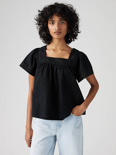 

Блузка Babydoll из хлопка и льна Ambre Levi's, цвет Anthracite Night - Black