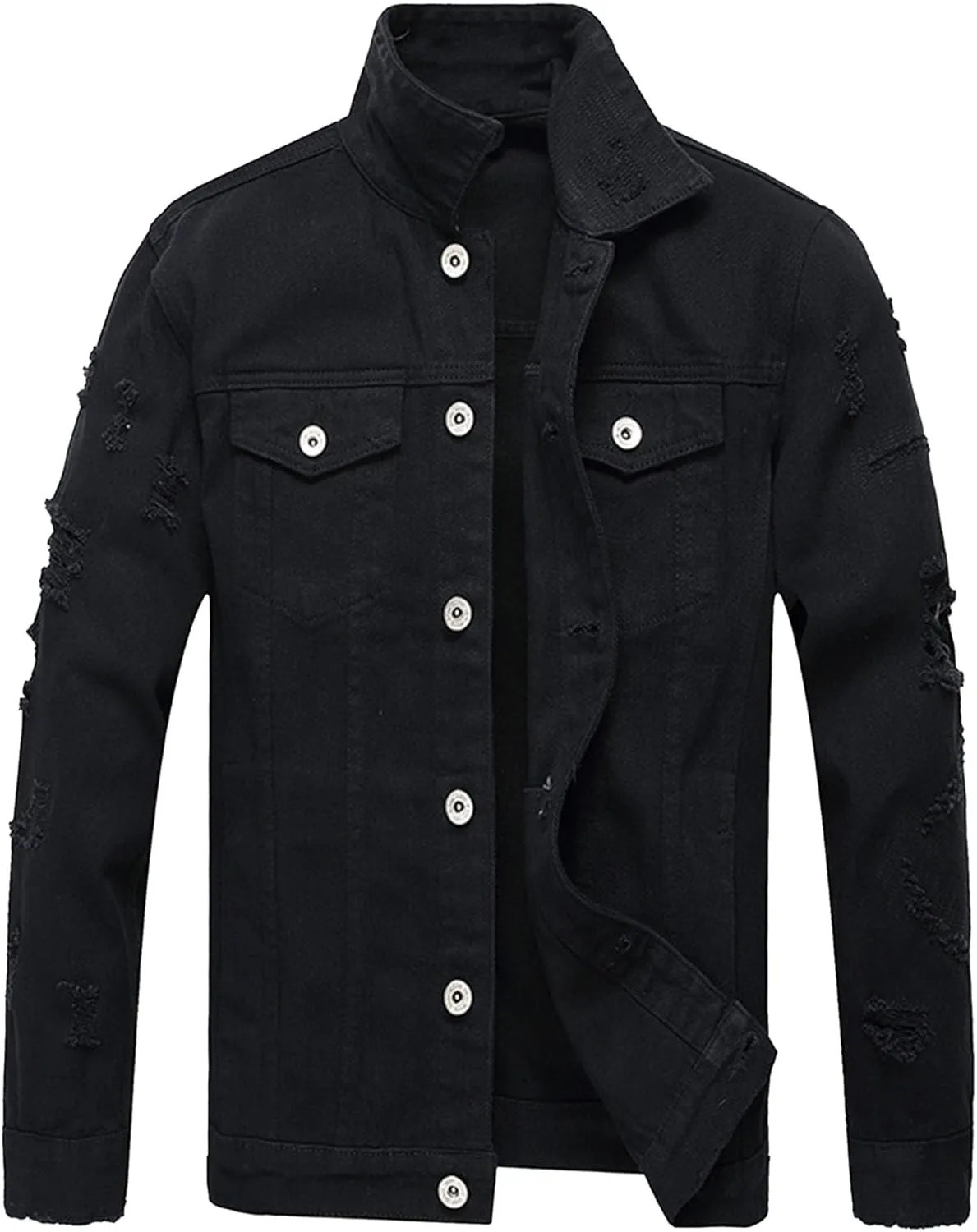 Мужская джинсовая куртка-косуха Slim Fit Flex Jean с пуговицами Generic, черный