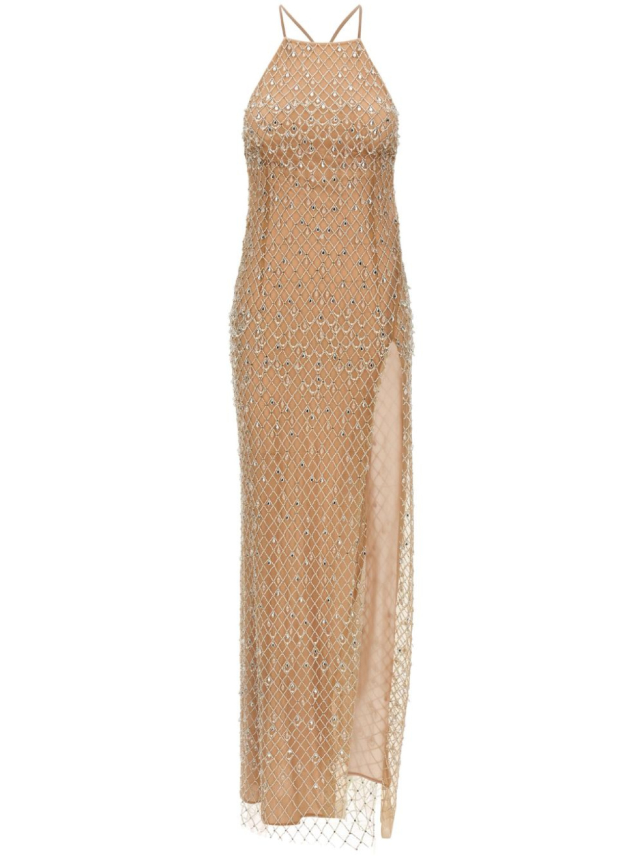 

Платье макси Elisabetta Franchi, украшенное кристаллами, розовый