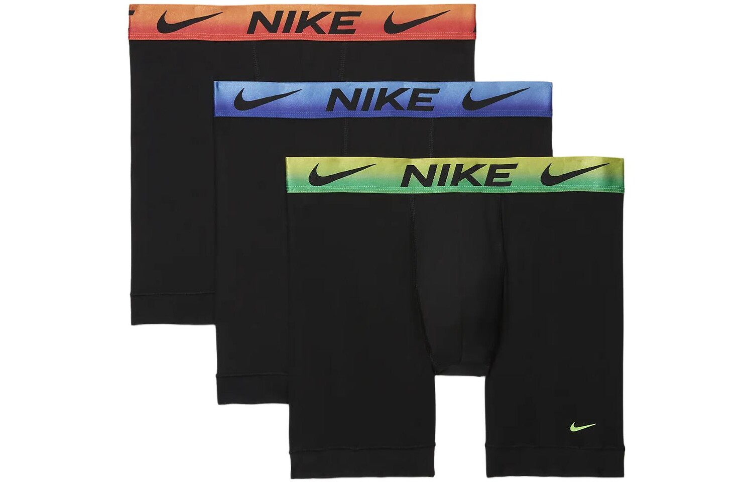 

Мужские боксеры Nike, цвет 3 strips (black + impact green + black)