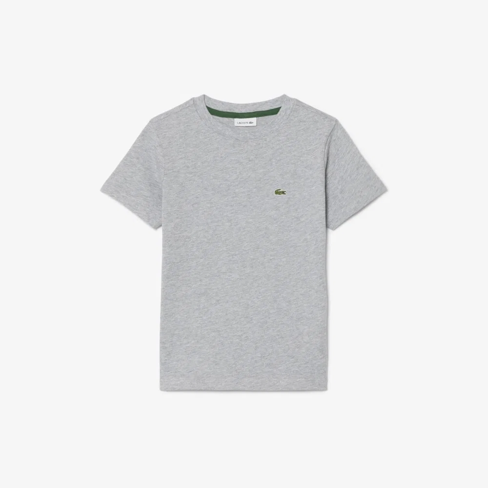 Детская базовая хлопковая футболка Lacoste, меланж серый — фото 2