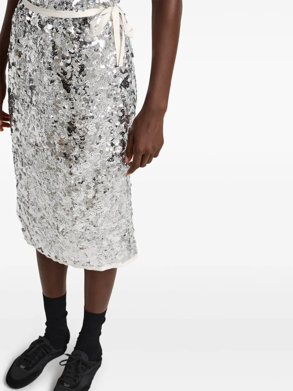 Юбка Prada Sequin-Embellished Wrap, серебристый