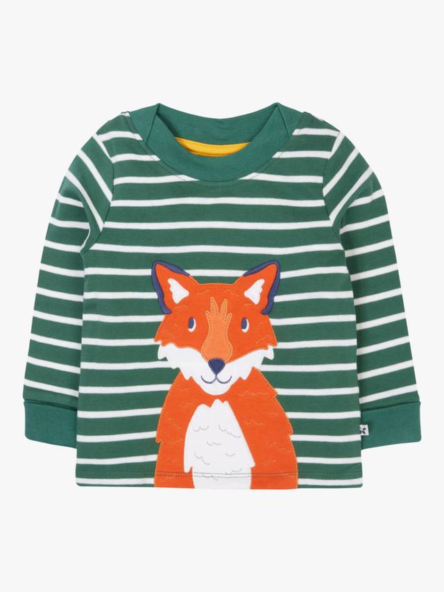 

Детская хлопковая блузка с длинными рукавами на пуговицах Frugi, Green Breton/Fox