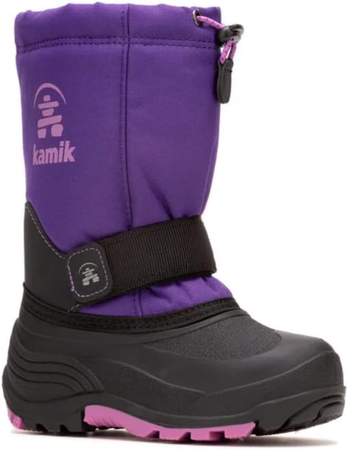 

Сапоги Kamik Rocket с утеплителем для снега - водонепроницаемый верх и детская водонепроницаемая обувь - снегоступы с легкой фиксацией шнурков для детей - съемная утепленная стелька - средняя застежка на липучке, фиолетовый