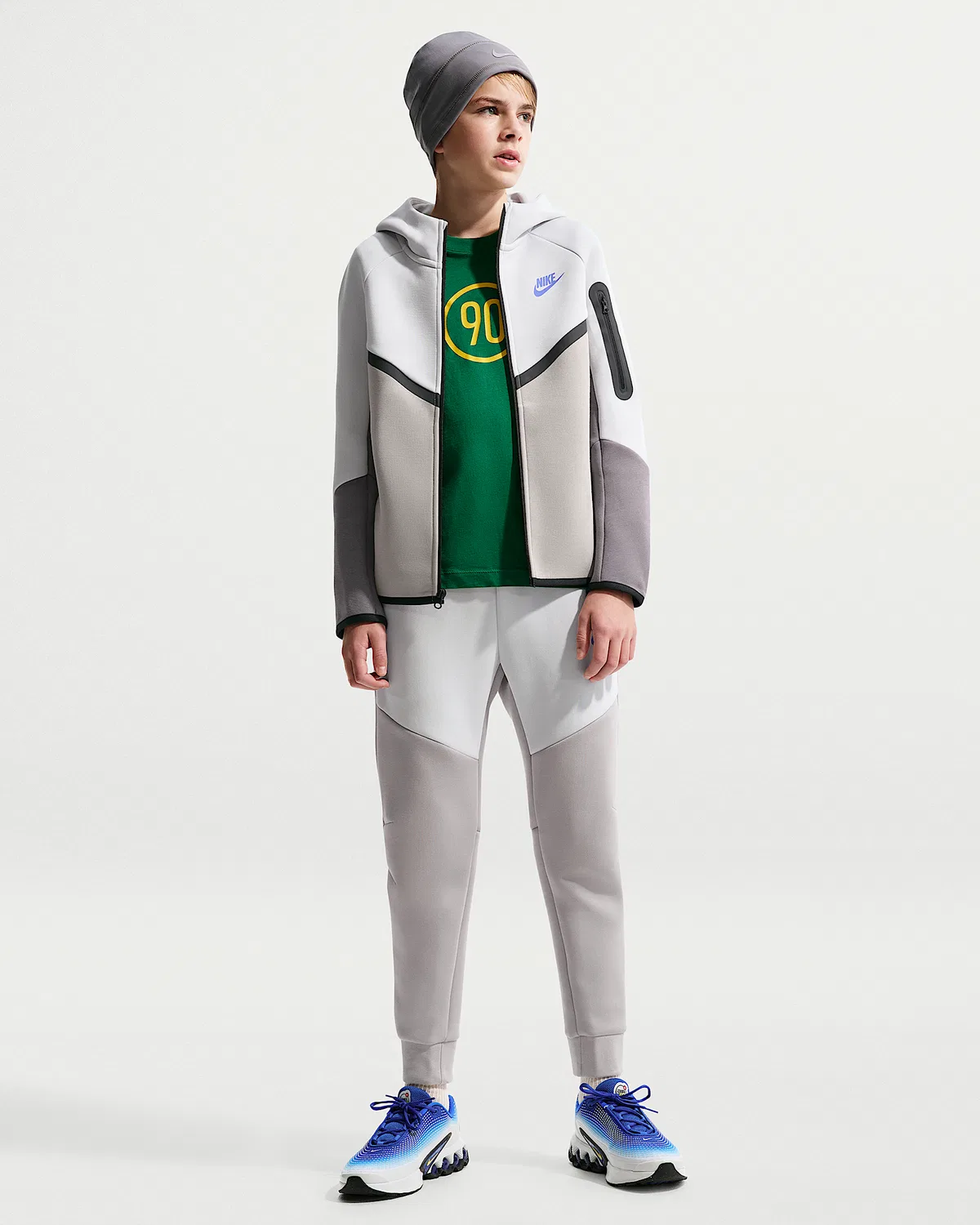 Детская худи Nike Sportswear Tech Fleece на молнии, Photon Dust/College Grey/Pencil Point/Sapphire — фото 4
