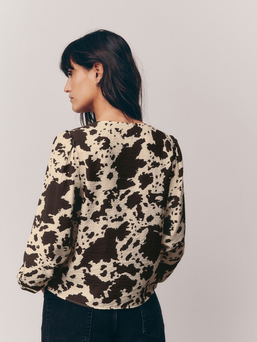 Блузка Next, цвет Cream/Dark brown — фото 4