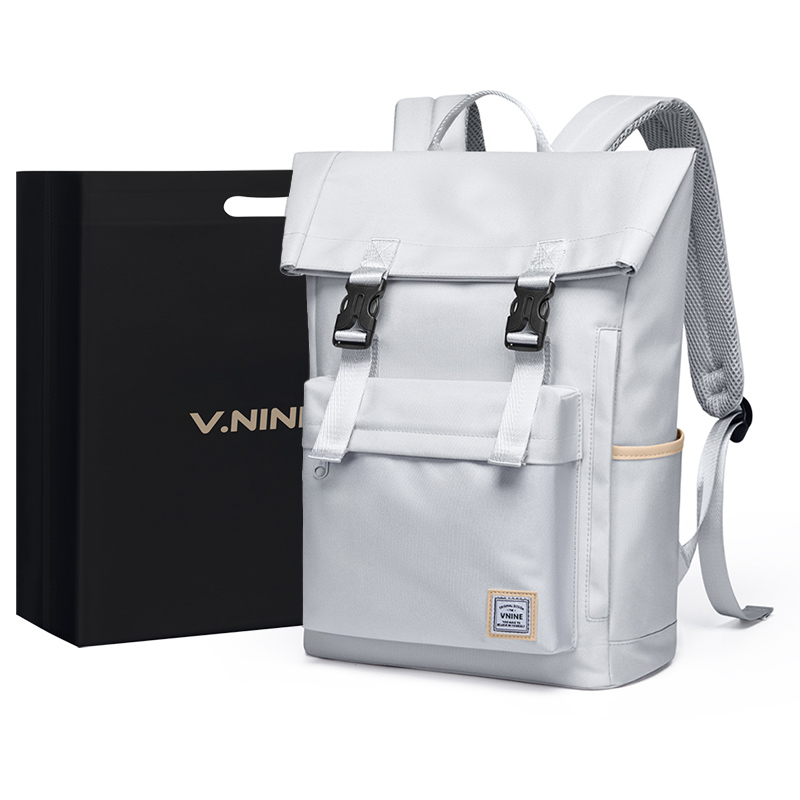 

V.NINE Синтетический кожаный рюкзак для студентов, Morning Mist Gray (Style 4)