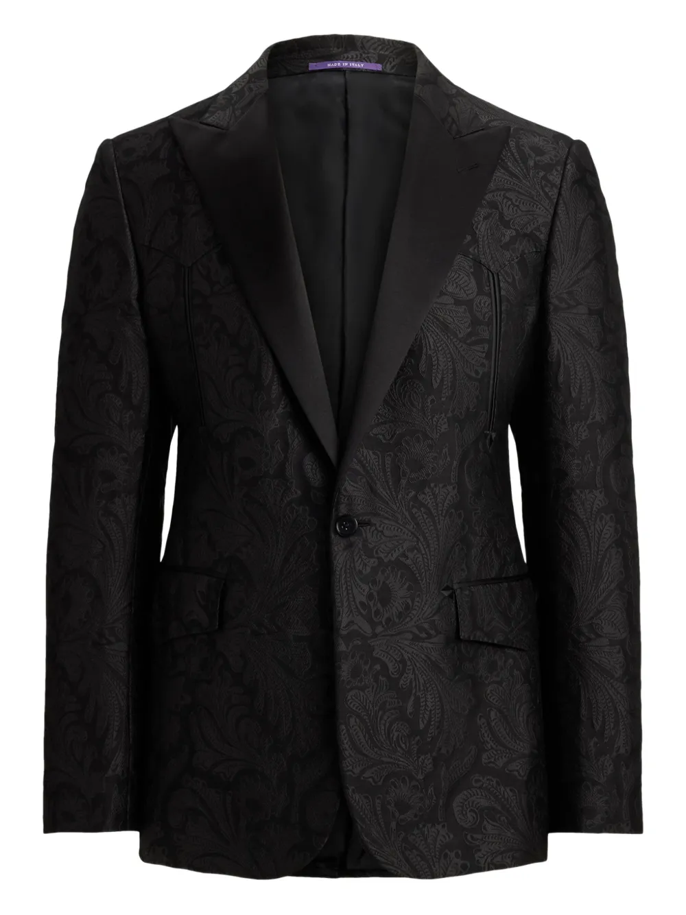 

Однобортный блейзер с узором пейсли Ralph Lauren Purple Label, черный