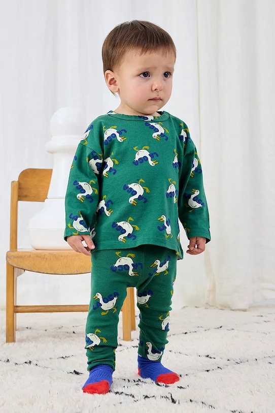 

Детская хлопковая кофточка с длинными рукавами La Oca Bobo Choses, зеленый