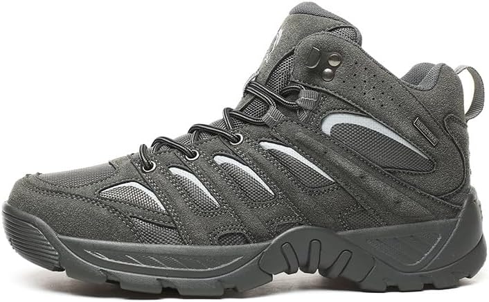 

Мужские трекинговые ботинки высокие, легкие, водонепроницаемые для походов, бега по тропам, походов с рюкзаком и ежедневной носки, противоскользящие, прочные и удобные ботинки для ходьбы Qacksv, серый