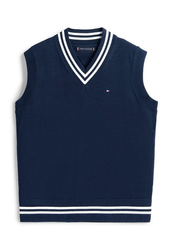Базовый свободный свитер-жилет из ребристой вязки. Tommy Hilfiger, Dark Night Navy — фото 4