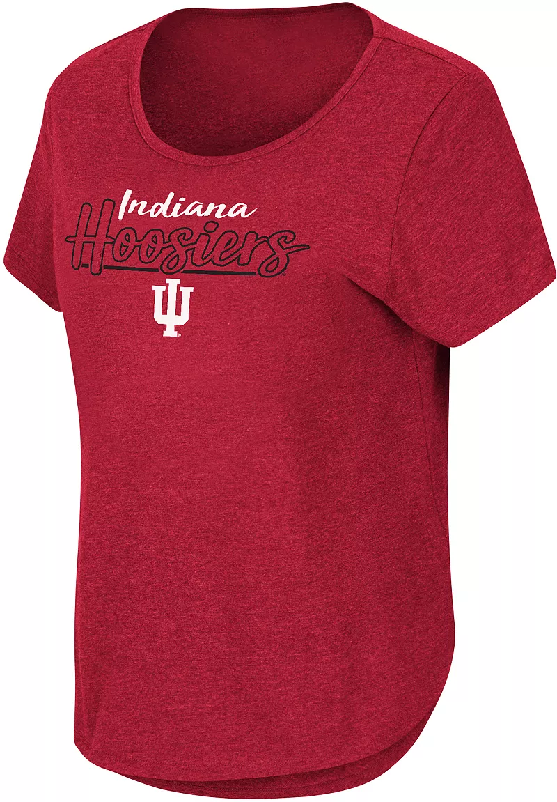 

Женская футболка Colosseum Indiana Hoosiers малинового цвета с закругленным краем
