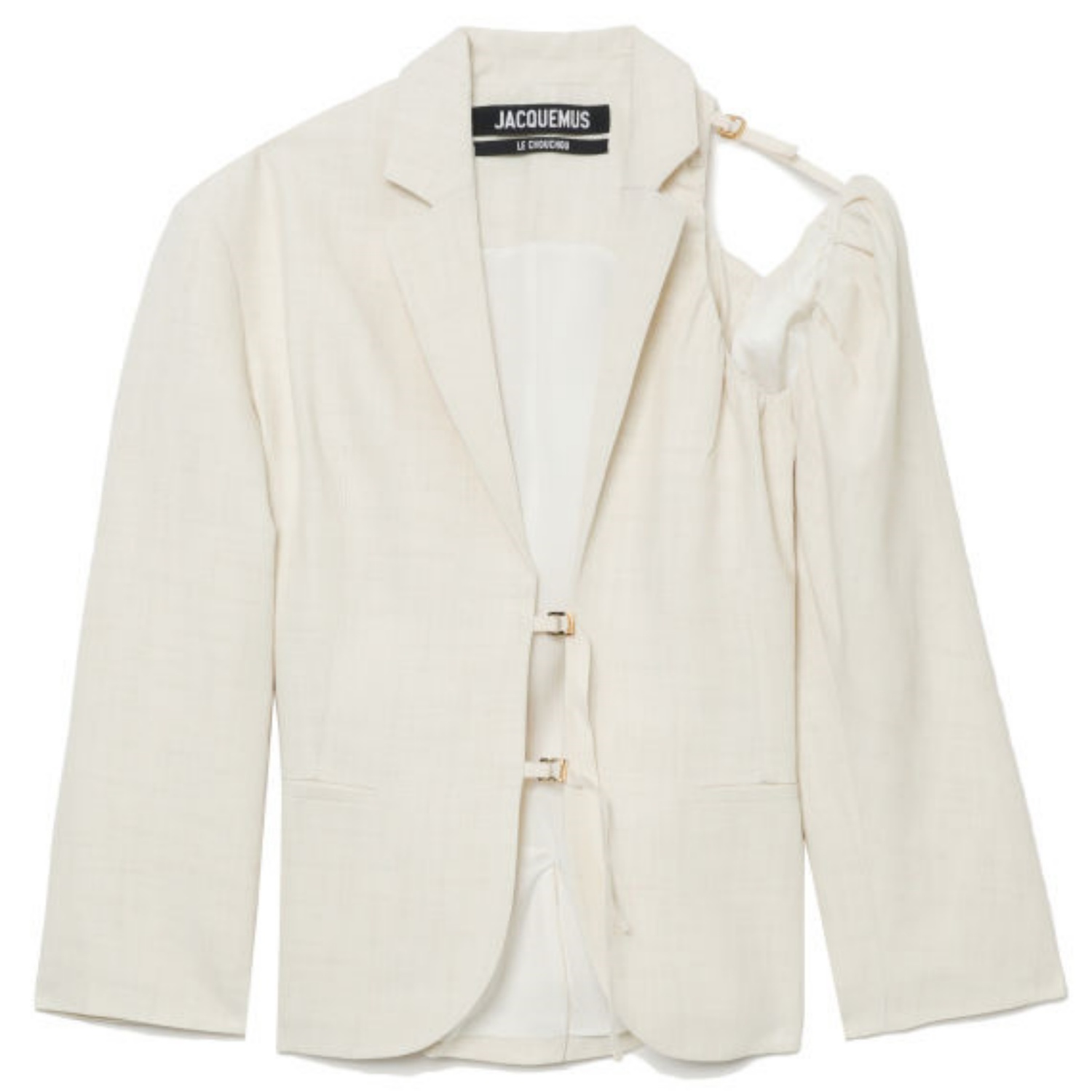 

Асимметричный блейзер с рукавами Jacquemus, экрю