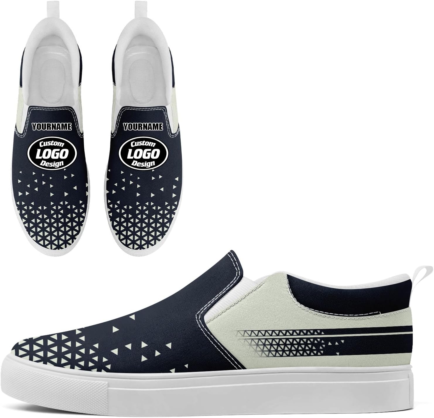 

Кастомизированные корпоративные повседневные слипоны AWSOLE для мужчин и женщин с принтом названия компании и логотипа, удобные кроссовки из холста для прогулок, белый/синий/темно-синий/светло-белый