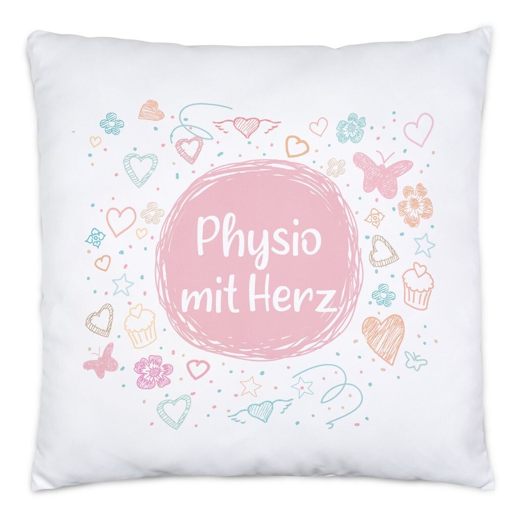 

Физиотерапевт с подушкой-сердечком, включая подарок с благодарностью. Скажите спасибо за все. Физиотерапевт Hey!Print