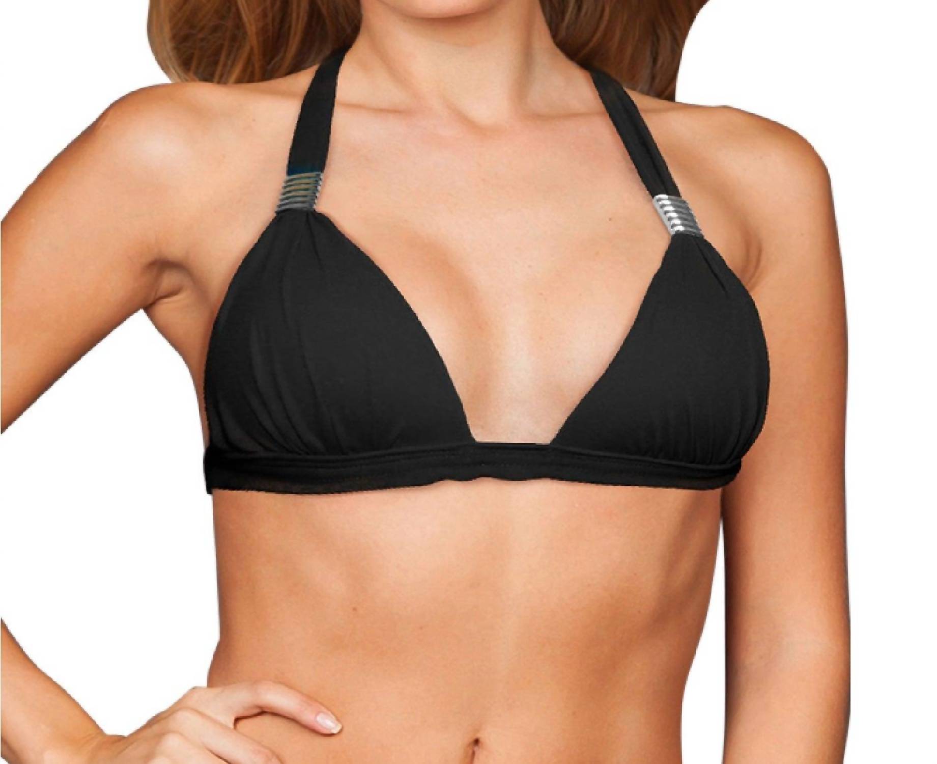 

Топ-бикини Triangle Plunge на бретелях в черном цвете Zali