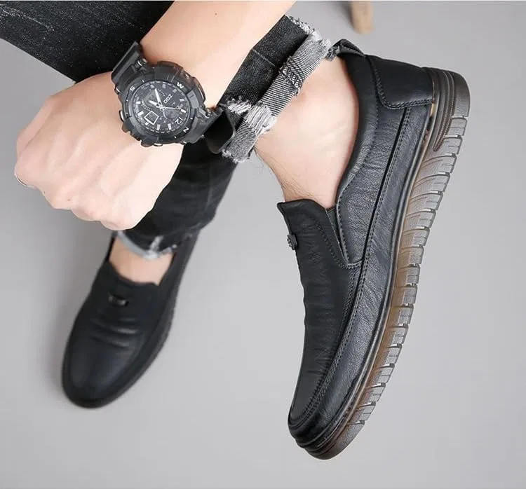 Кроссовки мужские модные, Solid Color Loafers, Black HoaloX — фото 4