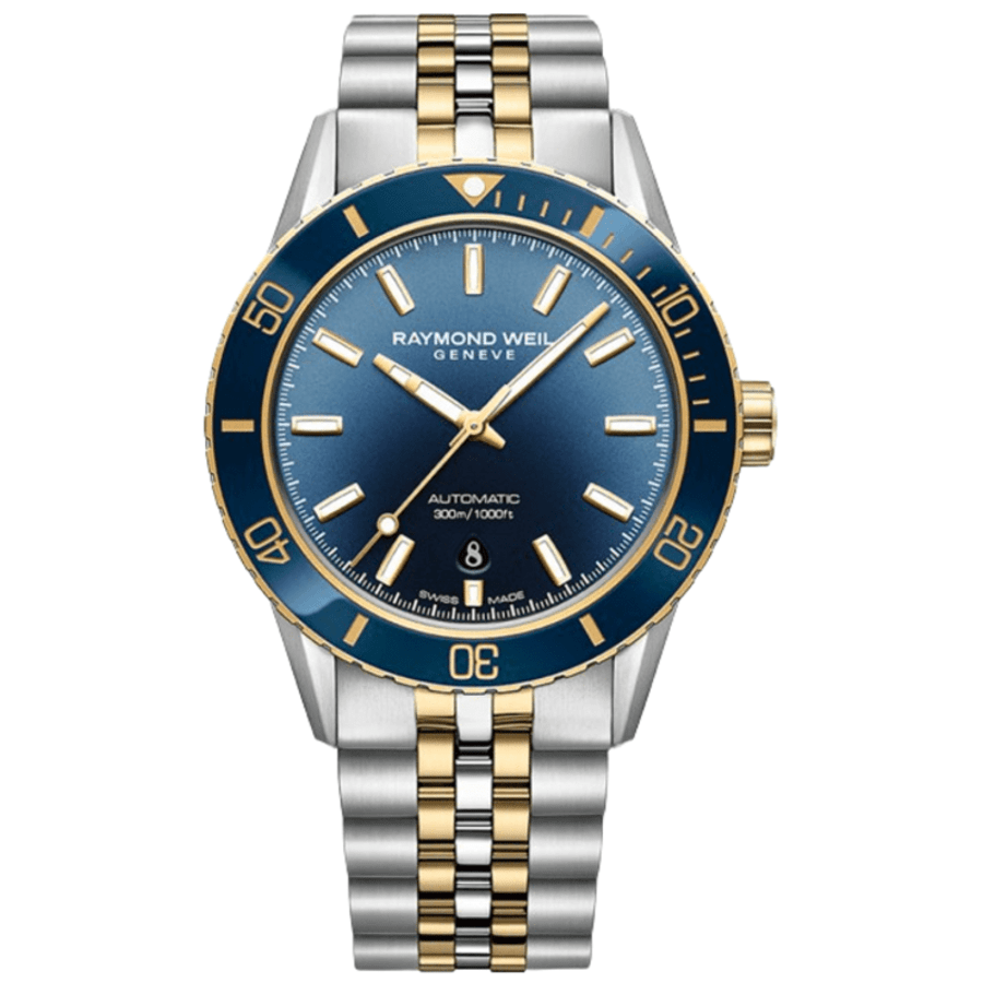 

Raymond Weil Freelancer Automatic Diver Blue Dial Двухцветные стальные мужские часы 2775-SP3-50051, синий