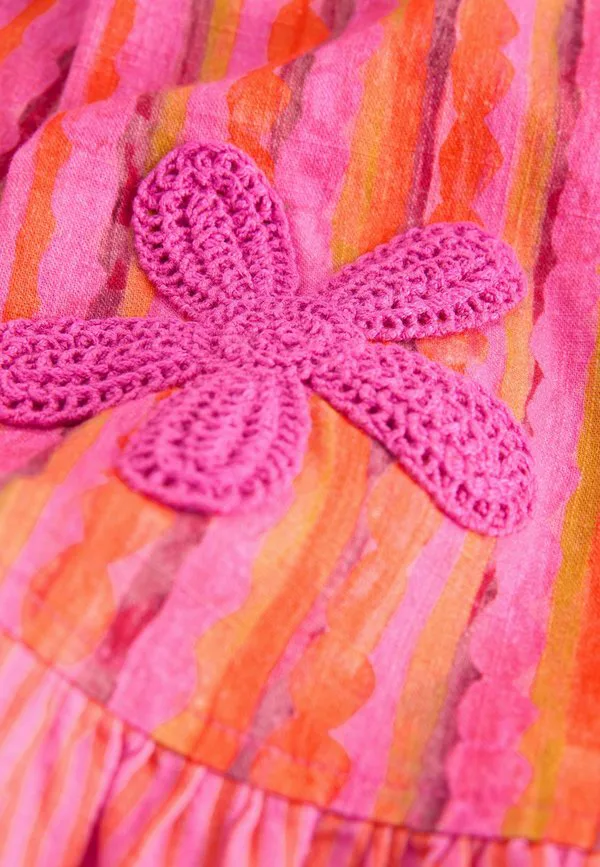 Брюки стандартного кроя Next, Pink/Orange Stripe Crochet Flowers — фото 3