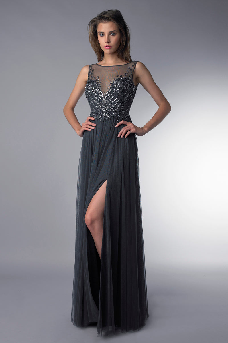 

Платье без рукавов с короткими рукавами, расшитое пайетками Basix Black Label, Charcoal