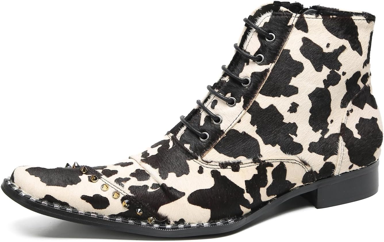 

Мужские ботинки Santimon Oxfords, свадебное платье, замшевые кожаные ботинки до щиколотки, цветные ботинки с заклепками, модные, для выпускного, смокинга, вестерн, повседневные, для вечеринки, диско, для певца, ковбойские ботинки для мужчин, чер...