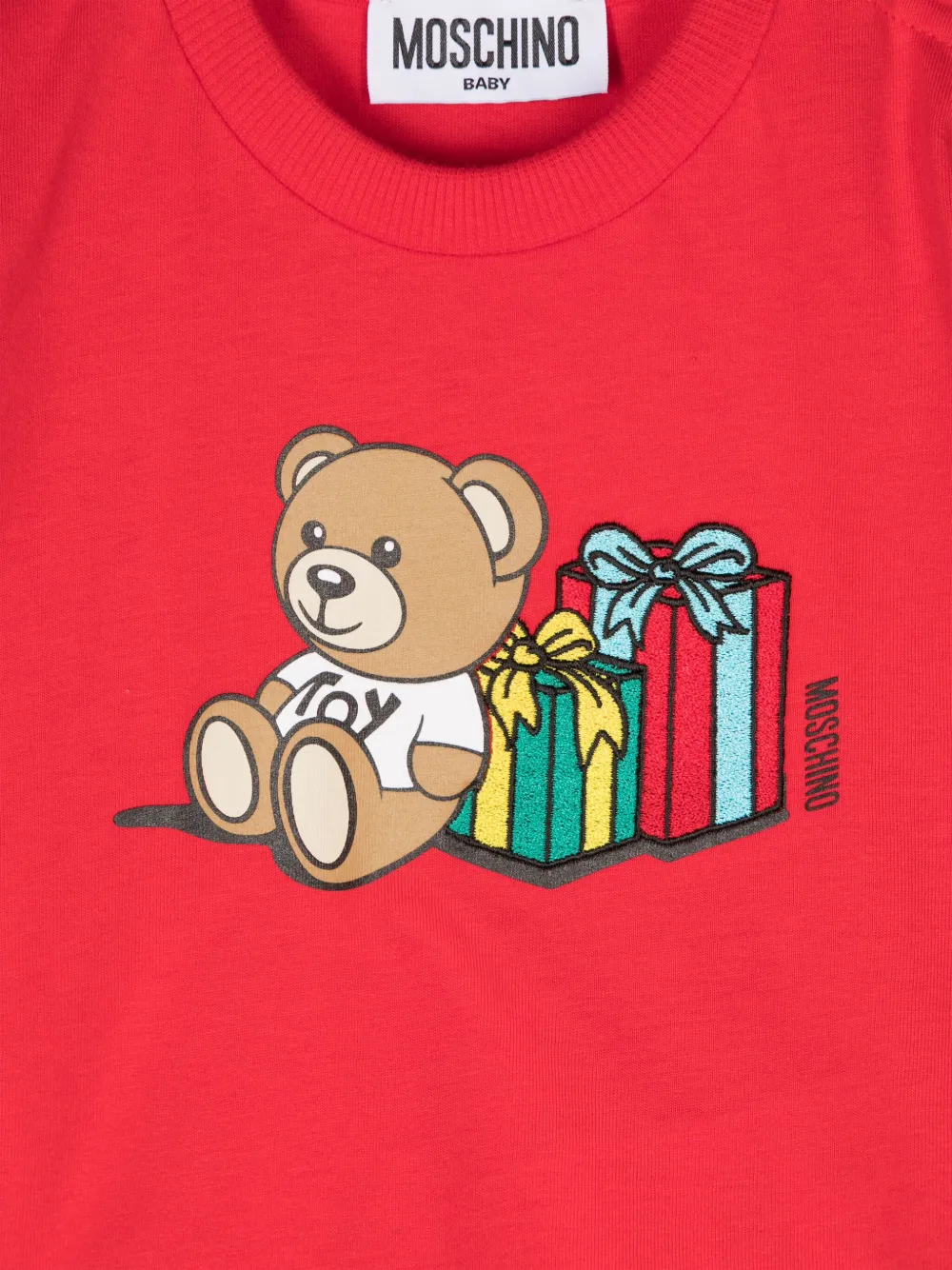 Футболка с принтом Teddy Bear Moschino Kids, красный — фото 3