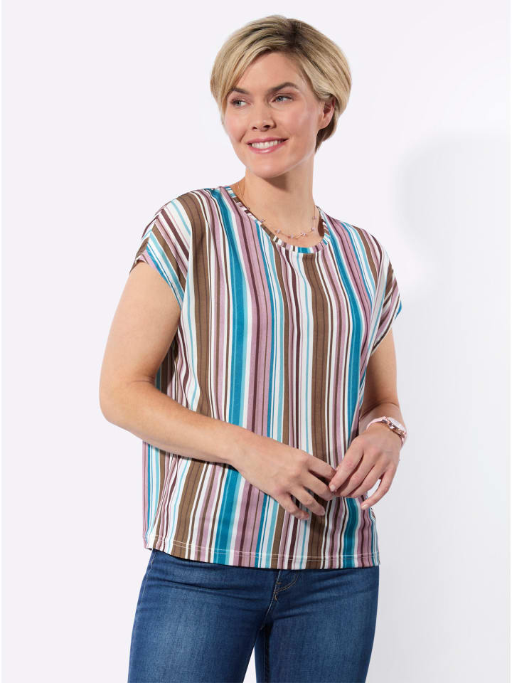 

Рубашка с круглым вырезом в полоску цвета пыльной розы и океана WITT WEIDEN