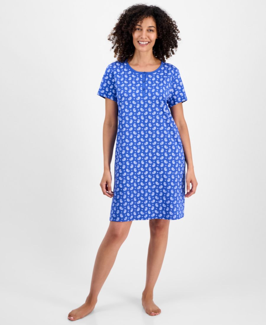 

Женская хлопковая ночная рубашка-поло с принтом, размеры XS-3X Charter Club, Paddington Blue