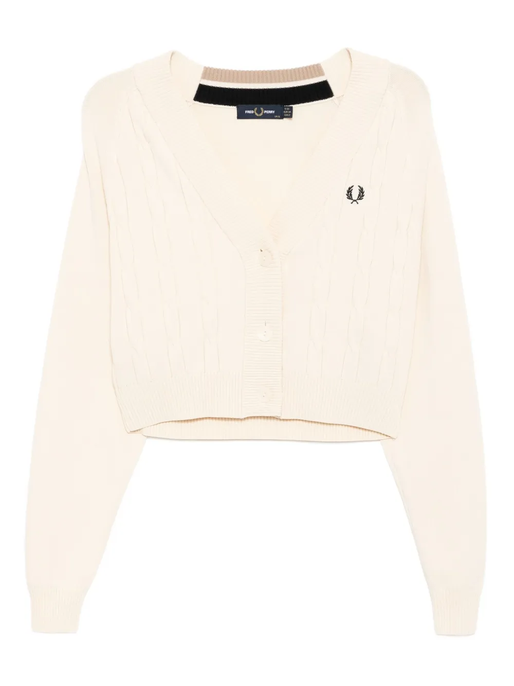 

Кардиган с косой вязкой Fred Perry, нейтральный