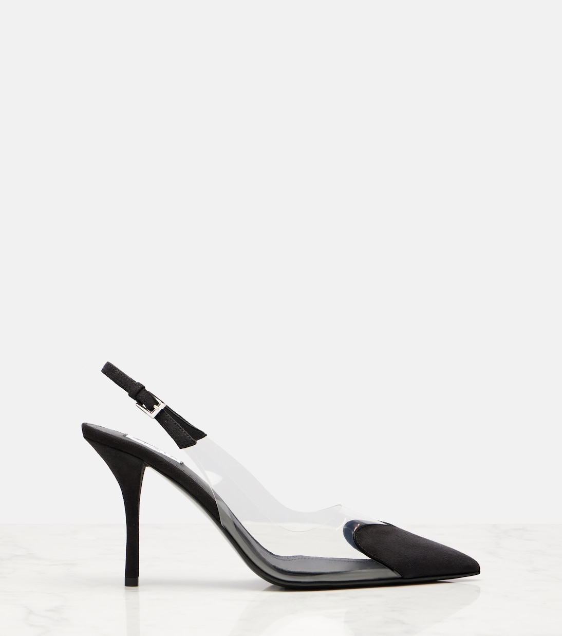 Туфли-лодочки Cœur 90 из замши и ПВХ с открытой пяткой Alaïa, Noir — фото 4
