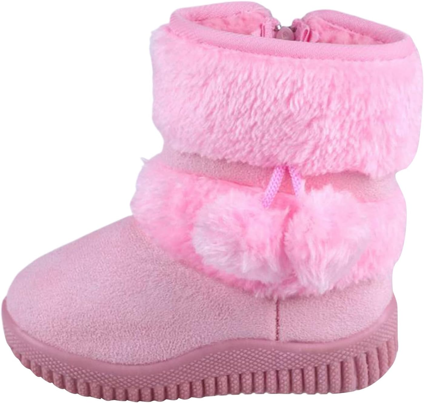 

Детские зимние сапоги для девочек с искусственным мехом, противоскользящие, комфортные уличные ботинки, плюшевые ботильоны с теплой подкладкой и пушистым помпоном Generic, A03 Pink