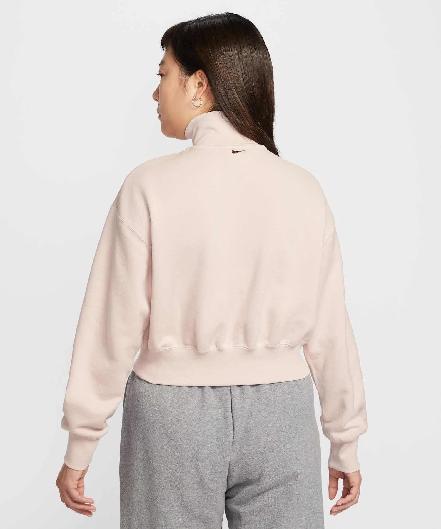 Женская укороченная толстовка Nike Sportswear Oversized Quarter-Zip IQ3940-667, цвет Silt Red. — фото 2