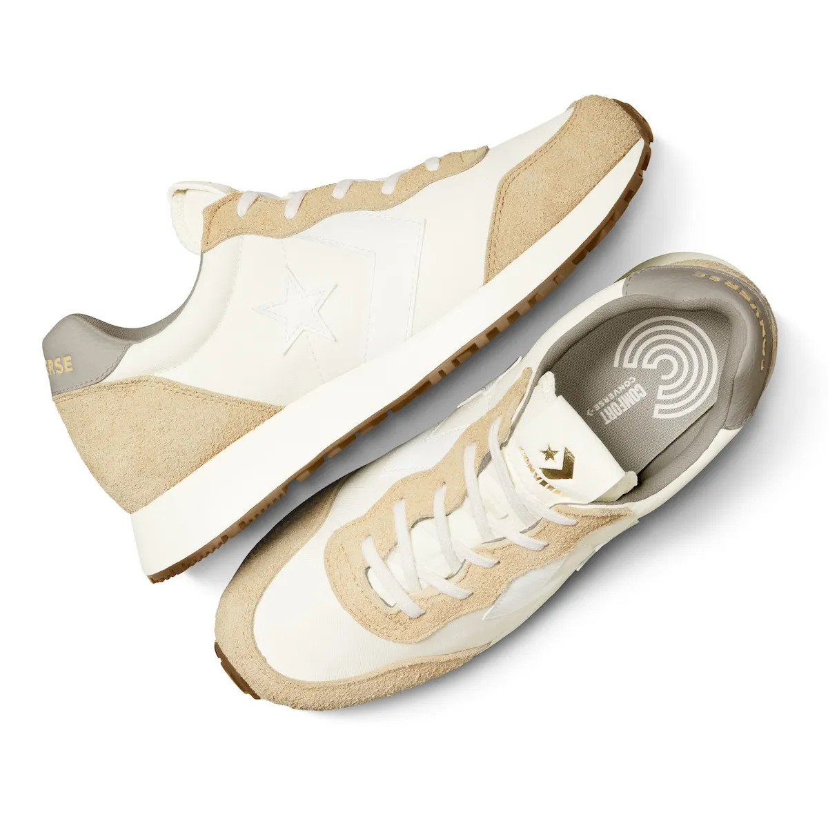 Кроссовки повседневные унисекс Omega Trainer Lux в стиле для школы Converse, белый/коричневый — фото 3