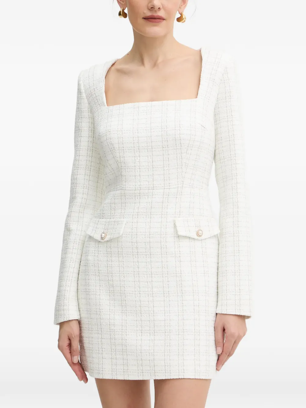 

Мини-платье с квадратным вырезом, украшенное жемчугом GUESS USA, белый