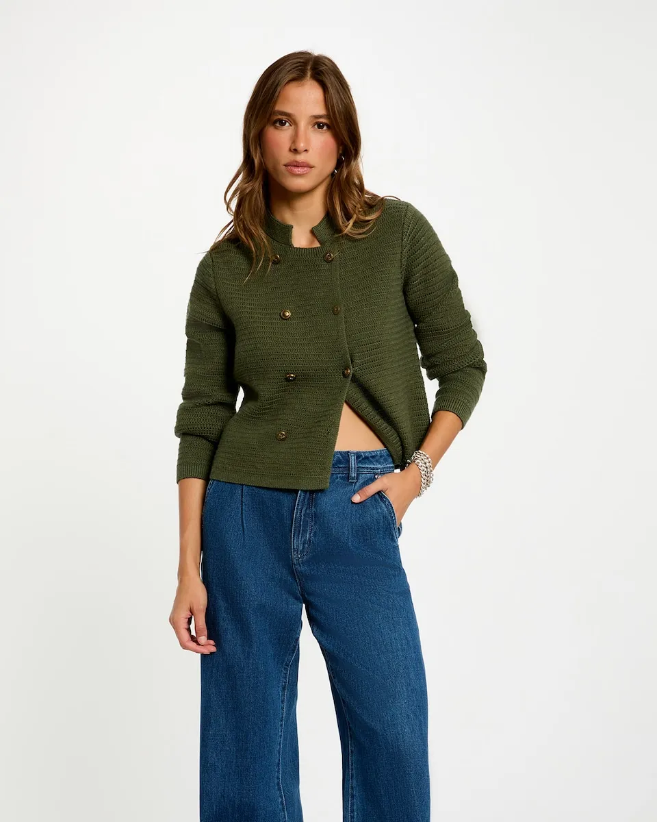 

Короткая пуговичная женская куртка Morgan, оливковый зеленый