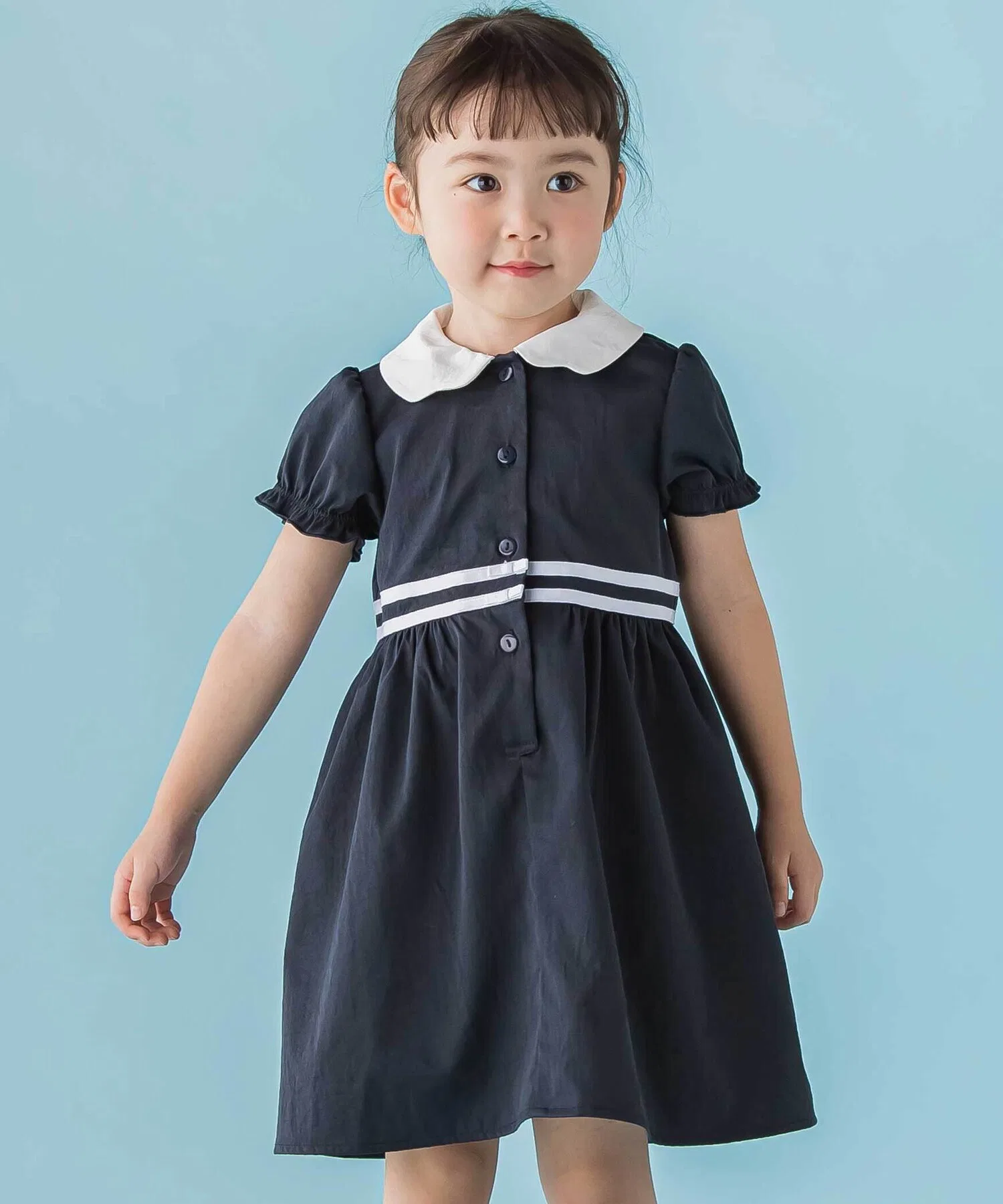 Детское платье с воротником BeBe Petits Pois Vert тёмно-синее