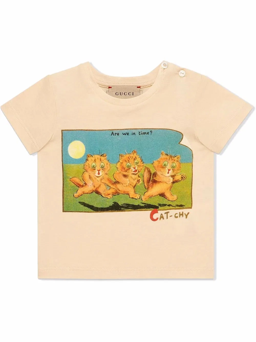 Футболка с принтом Cat-Chy Gucci Kids, нейтральный