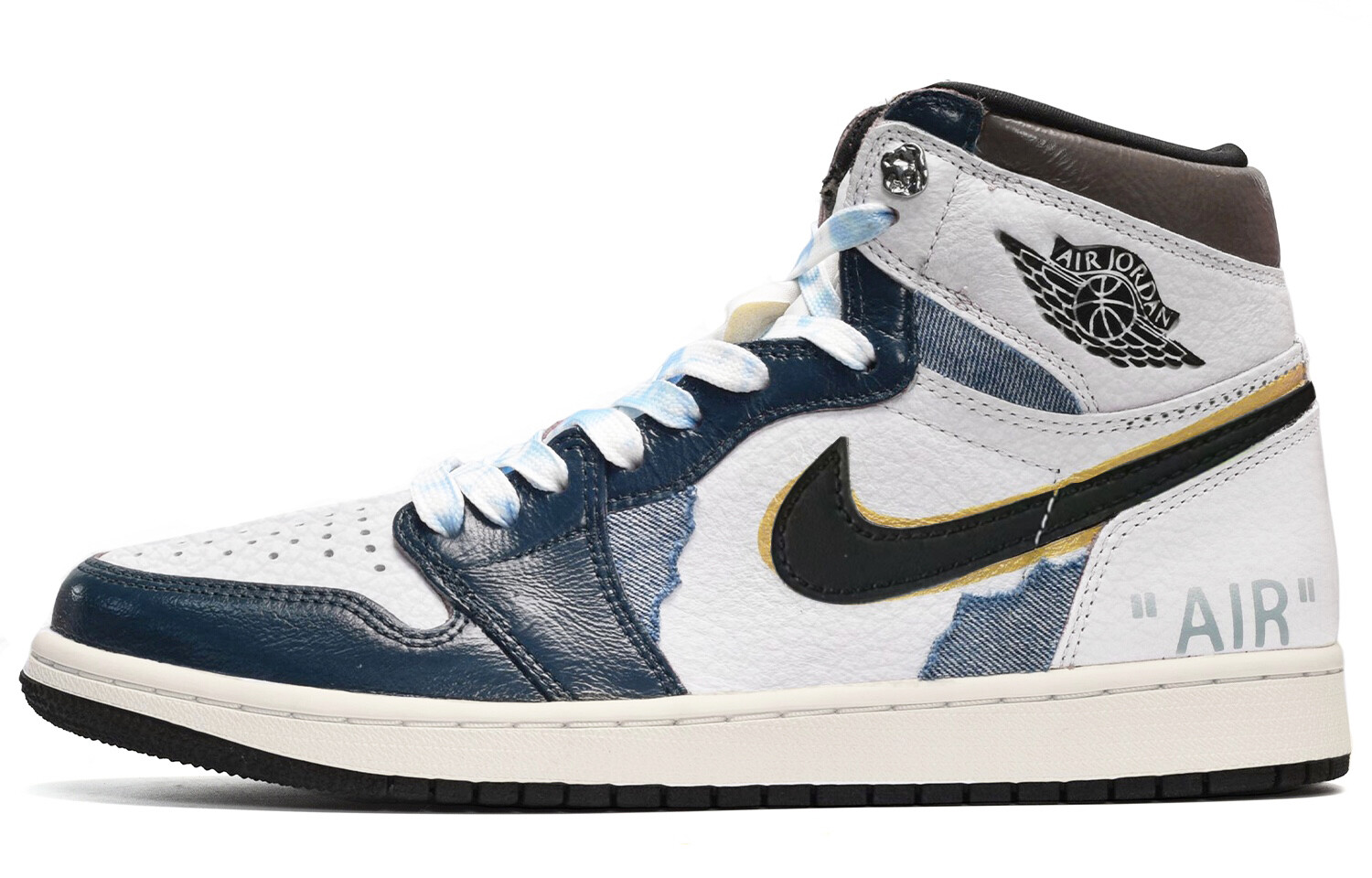 

Кроссовки Air JORDAN 1 Vintage Basketball Shoes Unisex High-Top Blue/White Black