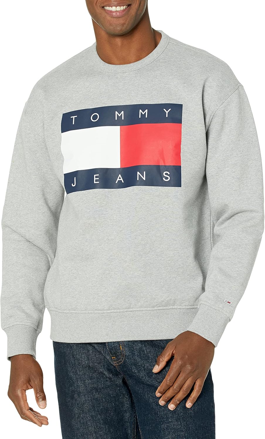 

Мужская толстовка с длинным рукавом и круглым вырезом с логотипом Tommy Hilfiger, Tommy Grey Heather