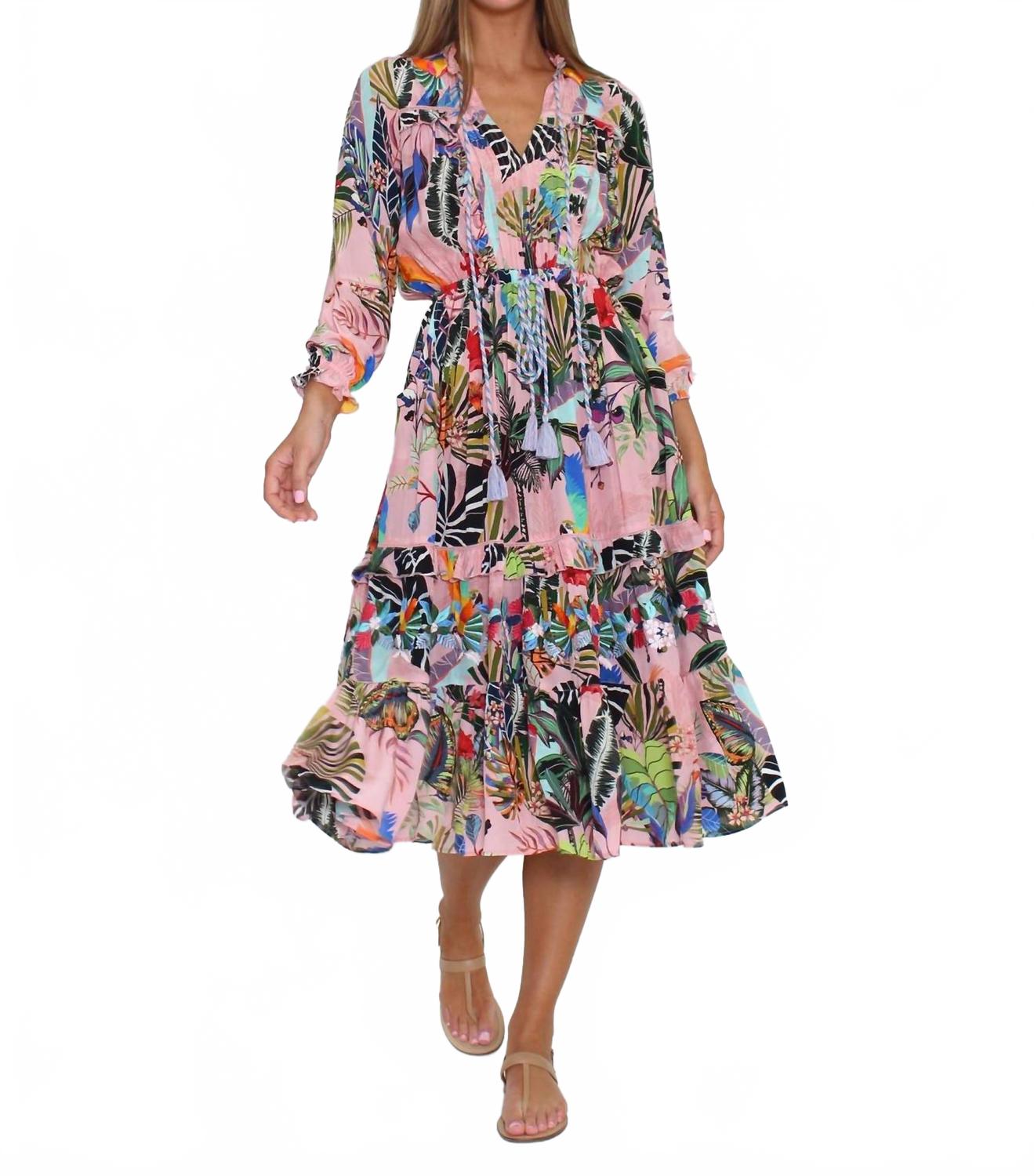 

Платье миди Jungle в разноцветном принте TAJ by SABRINA CRIPPA, мультиколор