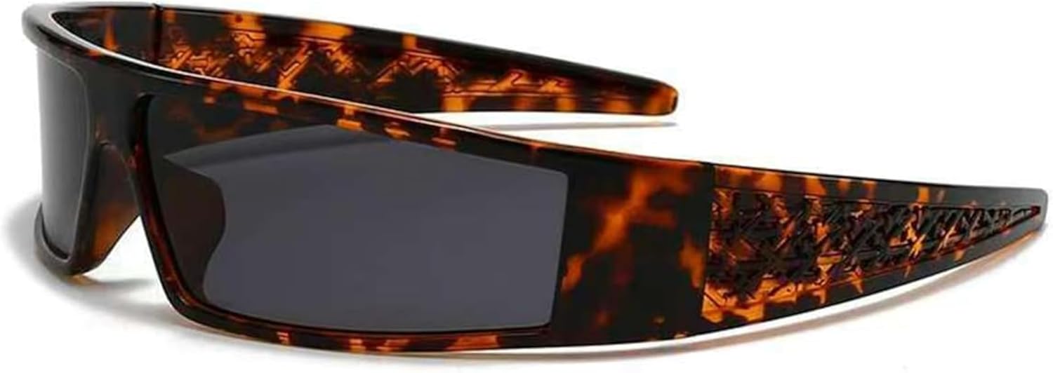 

Футуристические солнцезащитные очки в стиле Y2K с защитой от ультрафиолета UV400, обхватывающие голову, для мужчин и женщин, модные новые очки в квадратной оправе IMXPW, C4 Hawksbill/Black