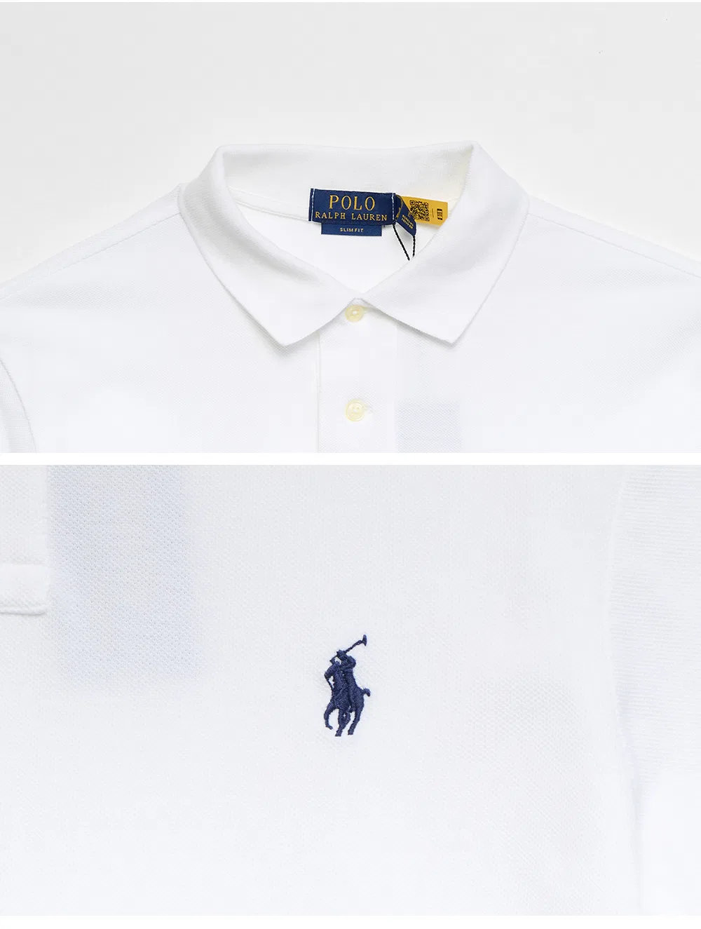 Мужская приталенная поло-рубашка Slim Fit Mesh белого цвета от Polo Ralph Lauren — фото 4