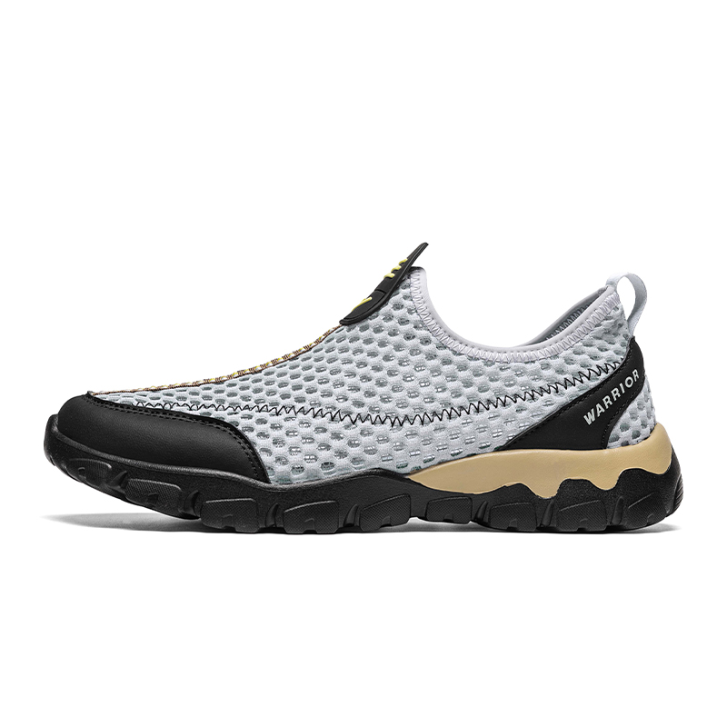 

WARRIOR Balance Support Abrasion Resistant Lightweight Breathable Slip Resistant Low top Casual Shoes Men's Gray Black