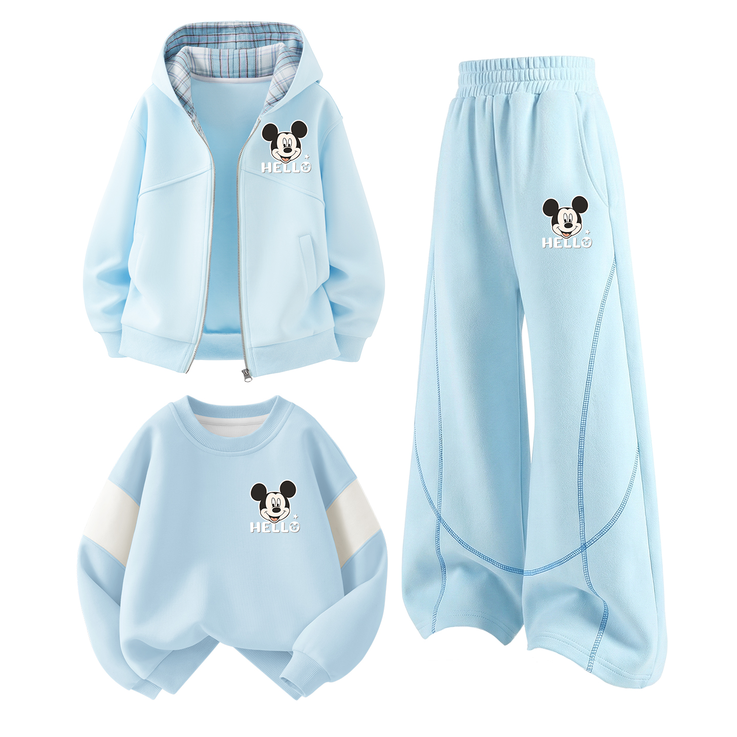 Детский спортивный комплект Casual из 3 предметов Disney, di chao mickey mouse k pudding синий+di chao mickey mouse k белый heather серый+di chao mickey mouse pudding синий — фото 4